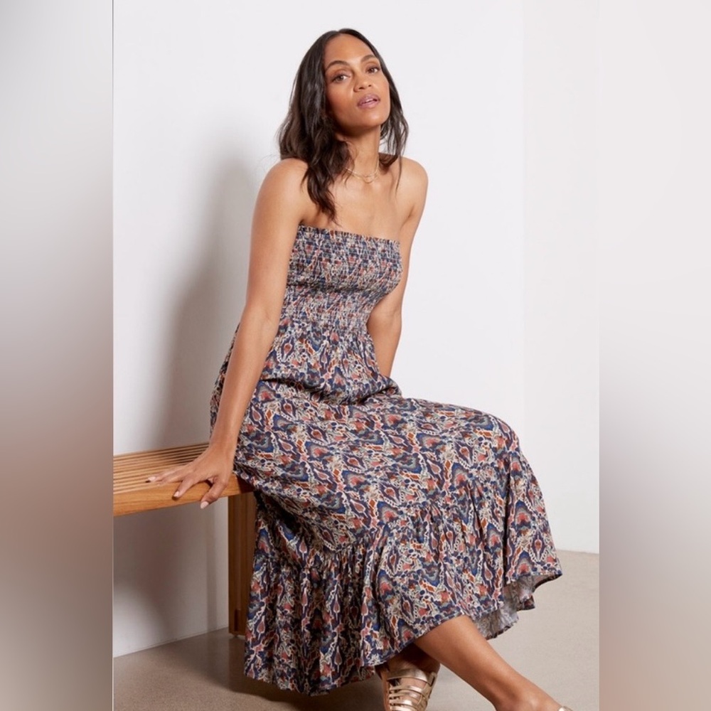 Evereve Strapless Maxi Dress in Multi Floral Print
